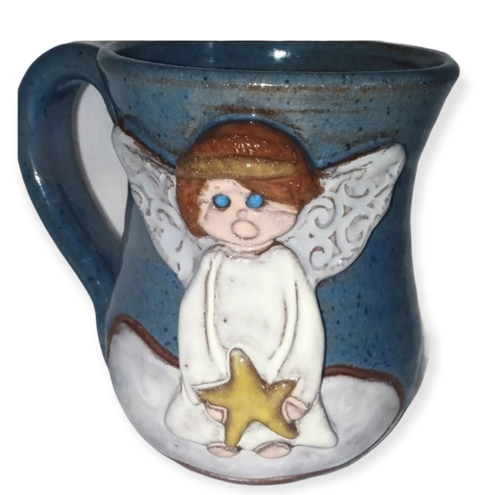 3D Angel Heart Coffee Mug  by Mudworks Originals USA Pottery Handmade